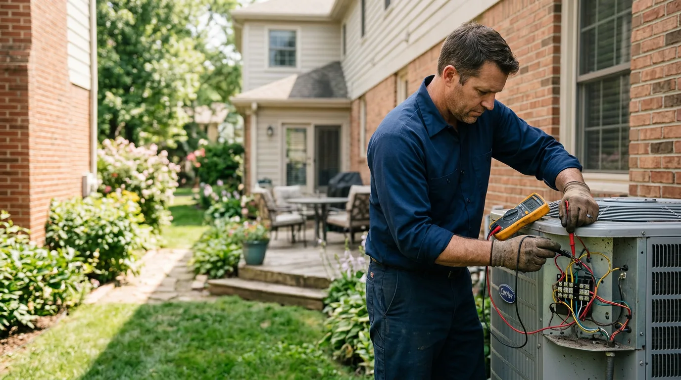 HVAC technician working in a home in South Dakota